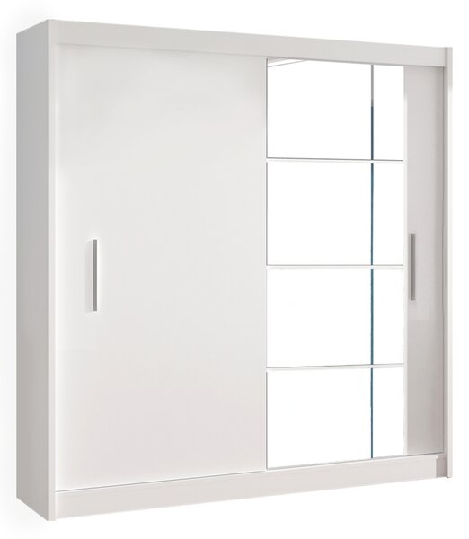KONDELA Dulap cu uşi glisante, alb, 180x215, LOW