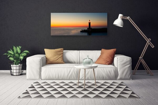 Tablou pe panza canvas Marea Farul Peisaj Negru Albastru Galben Gri