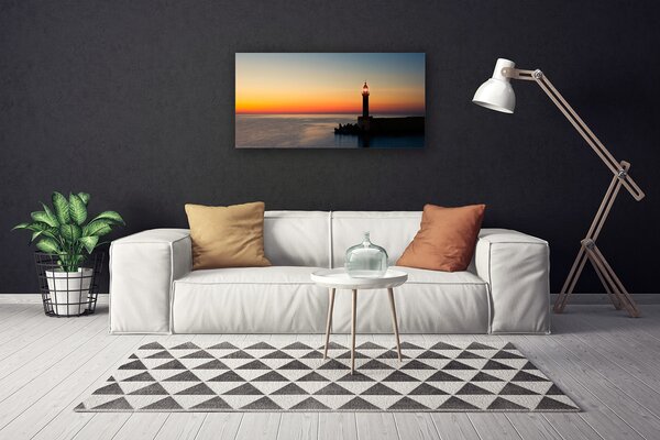 Tablou pe panza canvas Marea Farul Peisaj Negru Albastru Galben Gri
