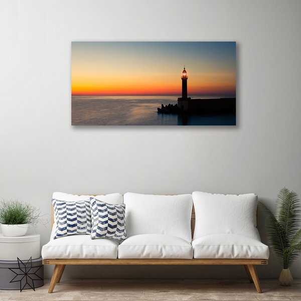Tablou pe panza canvas Marea Farul Peisaj Negru Albastru Galben Gri