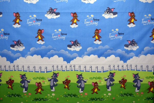 Bumbac ranforce imprimat pentru copii model Tom si Jerry rola 40m/225cm