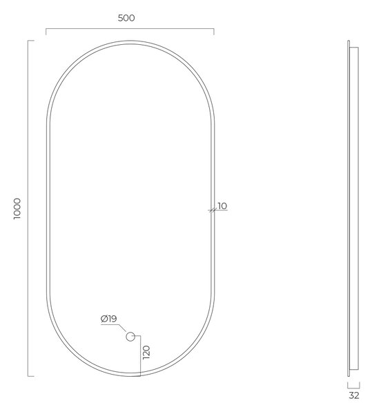 Oltens Nordlis oglindă 50x100 cm oval cu iluminare cu covoraș de încălzire 64129510