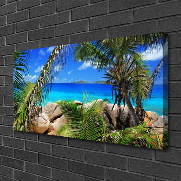 Tablou pe panza canvas Rocky Frunze Peisaj Brun Verde