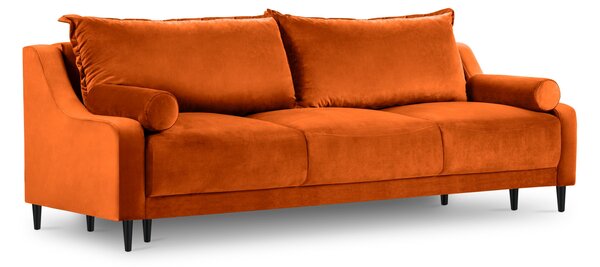 Canapea extensibila 3 locuri Rutile cu tapiterie din catifea, portocaliu