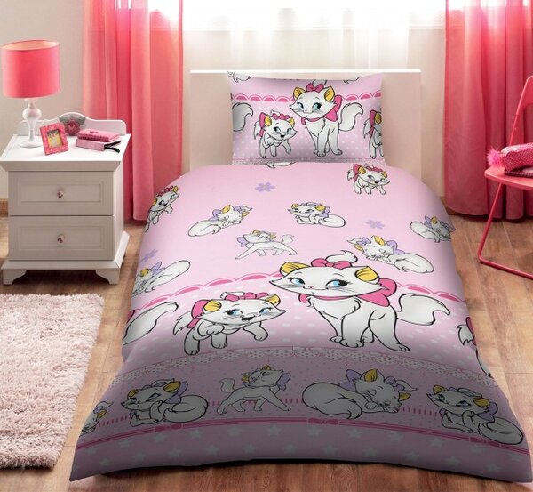 Lenjerie de pat copii Marie Disney fundal roz ( stoc limitat )