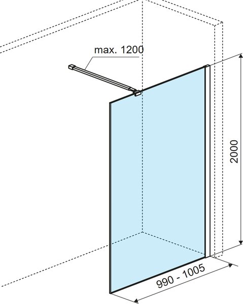 Excellent Vidoq perete cabină de duș walk-in 100 cm grafit periat/sticla transparentă KAEX.1506.1000.LP.AB