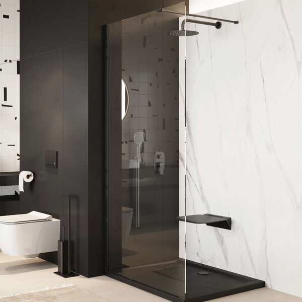Excellent Vidoq perete cabină de duș walk-in 100 cm grafit periat/sticla transparentă KAEX.1506.1000.LP.AB