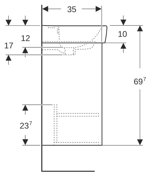 Geberit Selnova Square lavoar cu dulap 50 cm 504.132.DB.1