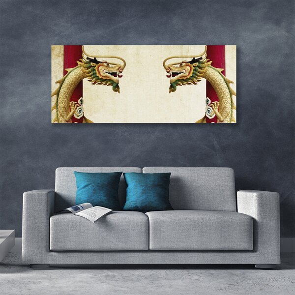 Tablou pe panza canvas Dragon Art Verde Roșu