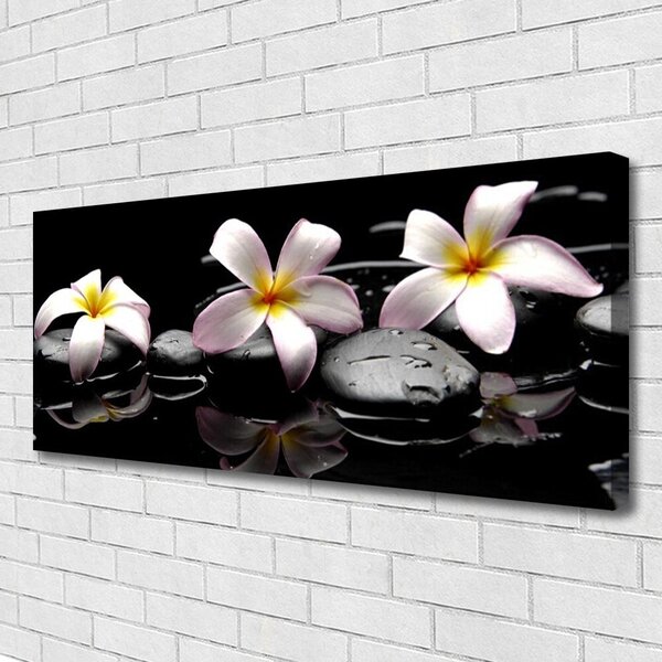 Tablou pe panza canvas Floare pietre Floral Alb Galben Negru
