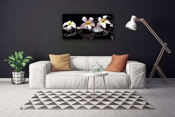 Tablou pe panza canvas Floare pietre Floral Alb Galben Negru