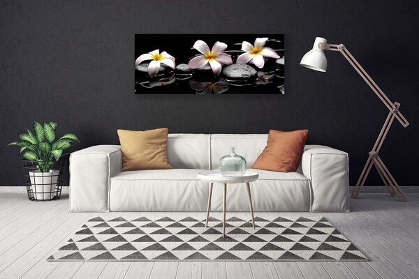 Tablou pe panza canvas Floare pietre Floral Alb Galben Negru
