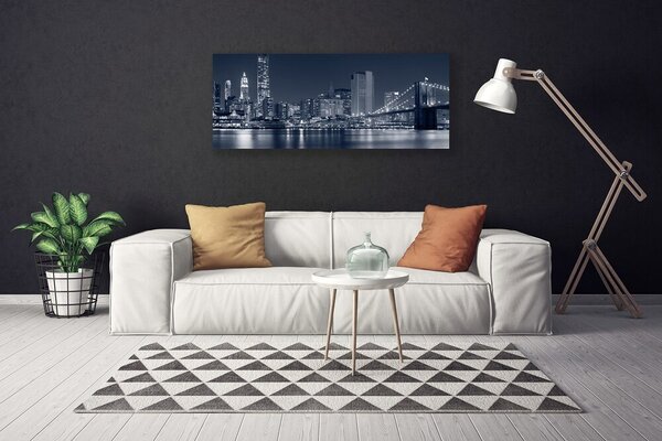 Tablou pe panza canvas Oraș Podul Arhitectura Albastru