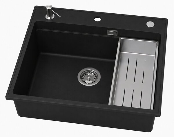 Ruvetti Absol 60 chiuvetă din granit 56x50 cm negru 3001AB_BC60_W