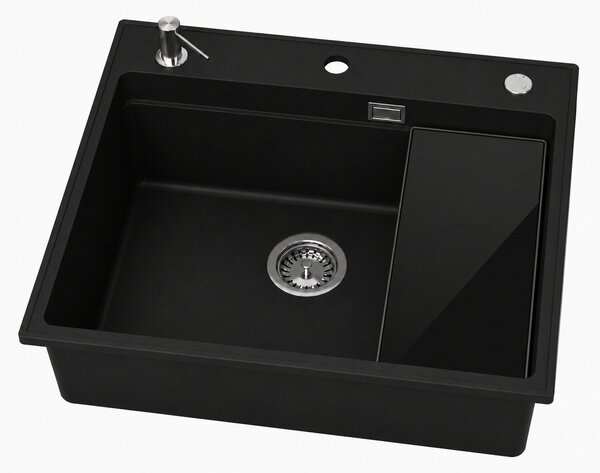 Ruvetti Absol 60 chiuvetă din granit 56x50 cm negru 3001AB_BC60_W