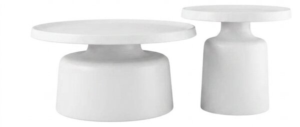 Set măsuțe de cafea rotunde Nova, diametru 70 cm si 50 cm - White