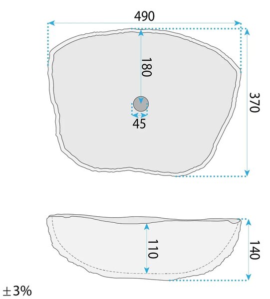 Rea Isla lavoar 49x37 cm de blat alb-gri/piatră-maro/bej mat REA-U0642