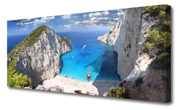 Tablou pe panza canvas Gulf Peisaj Gri Albastru Maro Verde