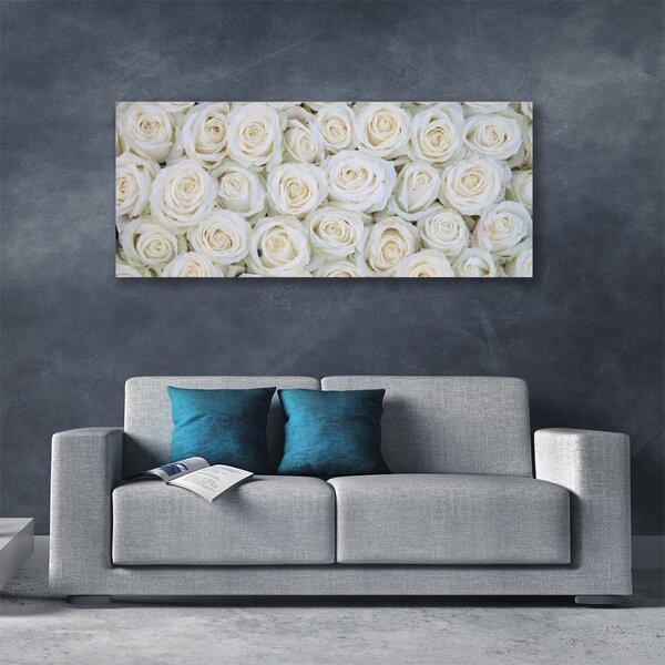 Tablou pe panza canvas Trandafiri Floral Alb