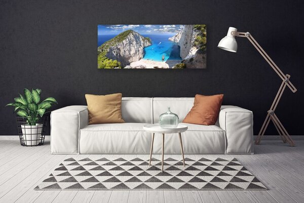 Tablou pe panza canvas Gulf Peisaj Gri Albastru Maro Verde