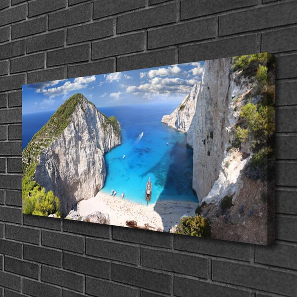 Tablou pe panza canvas Gulf Peisaj Gri Albastru Maro Verde