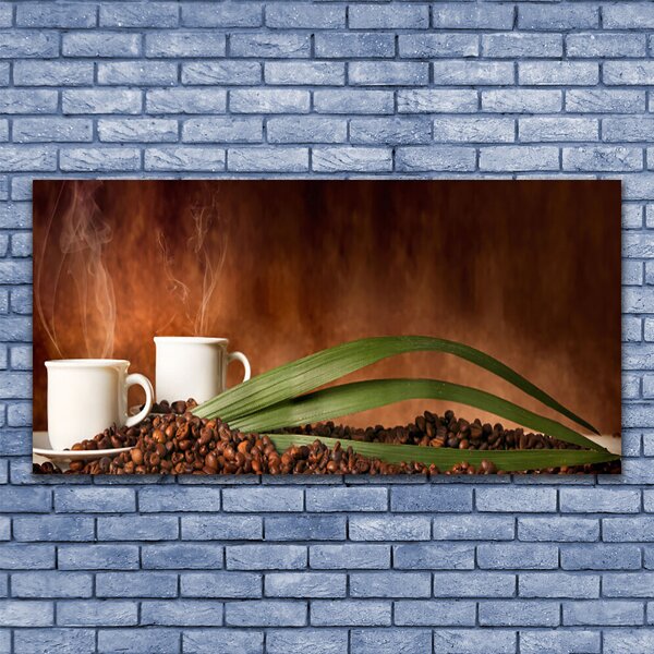 Tablou pe panza canvas Fasole ceștile de cafea Bucatarie Alb Brun