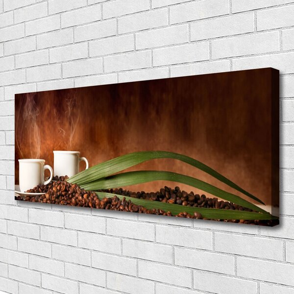 Tablou pe panza canvas Fasole ceștile de cafea Bucatarie Alb Brun