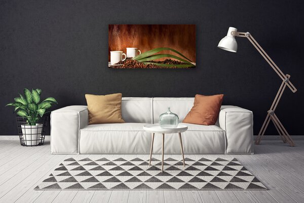 Tablou pe panza canvas Fasole ceștile de cafea Bucatarie Alb Brun