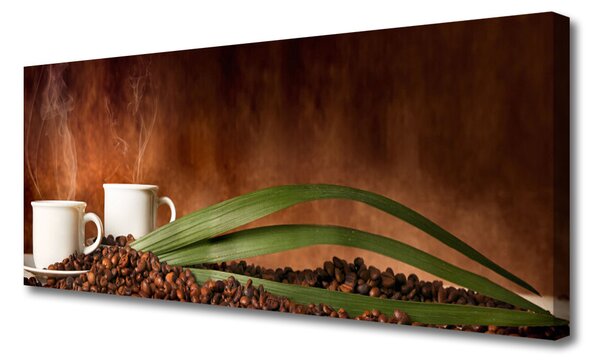 Tablou pe panza canvas Fasole ceștile de cafea Bucatarie Alb Brun
