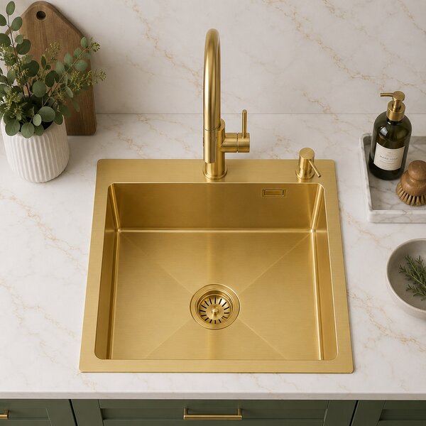 Ruvetti Masivo chiuveta din otel 50x50 cm auriu 5002M_PVD_GOLD50_W