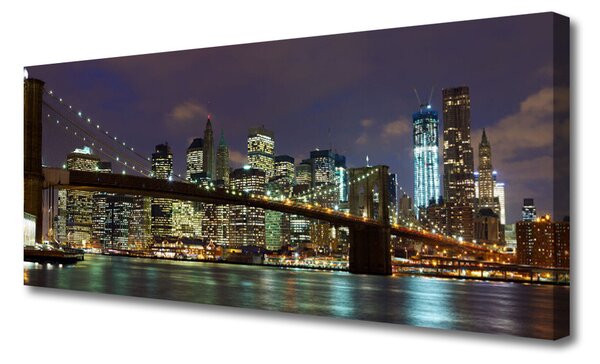 Tablou pe panza canvas Bridge City Arhitectura Gri Maro Albastru