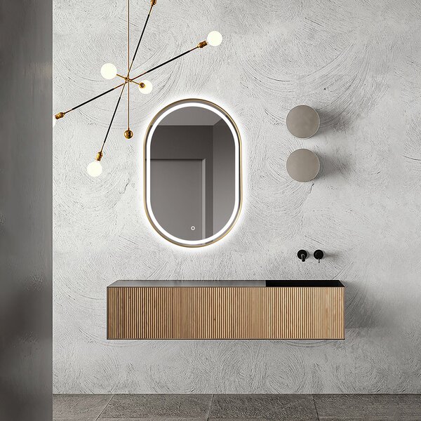 Ars Longa Eclisse oglindă 60x90 cm oval cu iluminare auriu LED-ECLISSE6090-Z