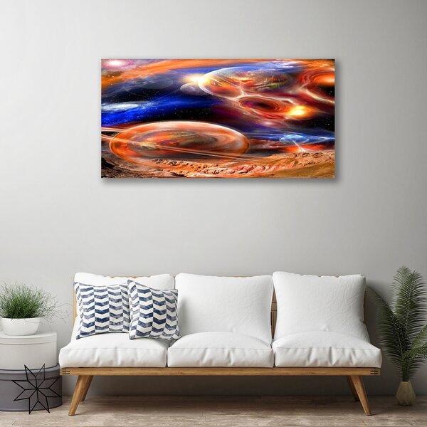 Tablou pe panza canvas Rezumat Universul Galben Albastru