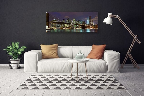 Tablou pe panza canvas Bridge City Arhitectura Gri Maro Albastru