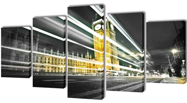 Set tablouri de pânză, model Big Ben Londra, 200 x 100 cm