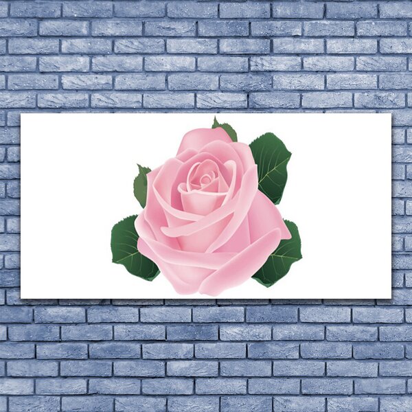 Tablou pe sticla Rose Floral Roz Verde