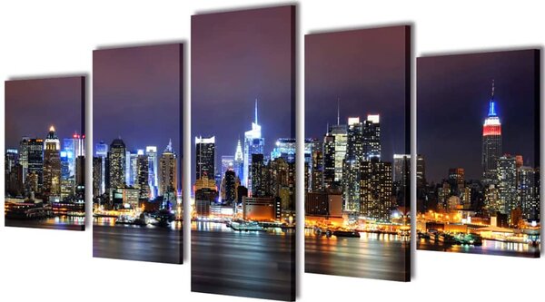 Set tablouri imprimate pe pânză, New York Skyline, 200x100 cm