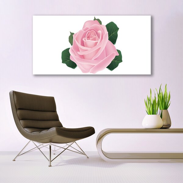 Tablou pe sticla Rose Floral Roz Verde