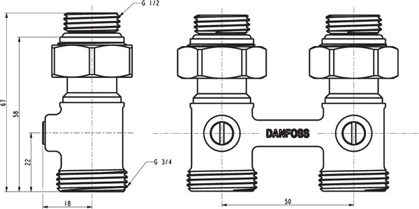 Danfoss RLV supapă calorifer 003L0392