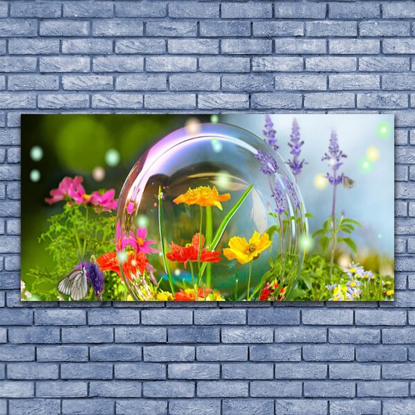 Tablou pe sticla Flori Natura Multi