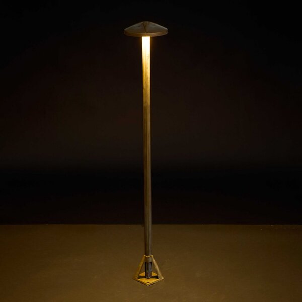 Moretti Luce Bornă luminoasă LED Aura Disk, înălțime 80 cm, alamă antică, IP65, Bronz / Alamă Veche, Alamă, Casă de țară / Rustic