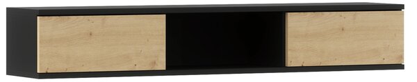 Polita de perete cu dulapuri LANZZI 120 cm, negru/stejar