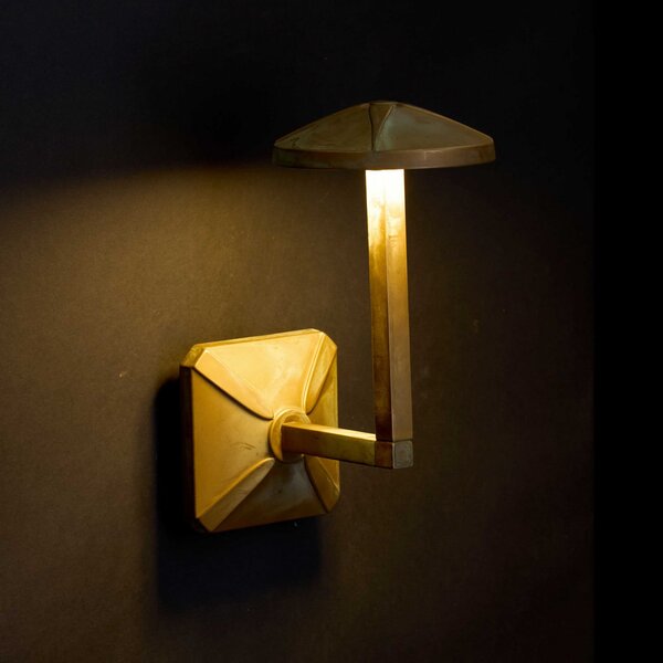 Moretti Luce Lampă de perete exterioară cu LED Aura Disk, înălțime 24 cm, alamă antică, Bronz / Alamă Veche, Alamă, Casă de țară / Rustic