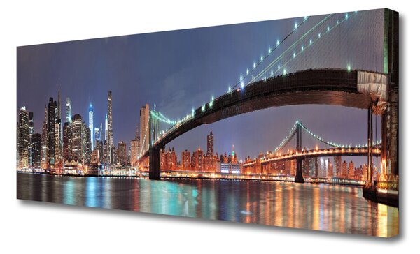 Tablou pe panza canvas Bridge City Arhitectura Albastru Maro Negru Gri