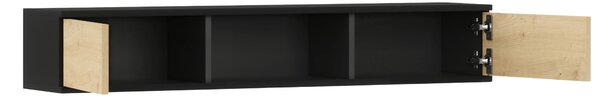 Polita de perete cu dulapuri LANZZI 120 cm, negru/stejar
