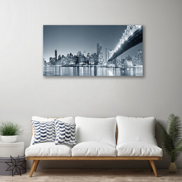 Tablou pe panza canvas Bridge City Arhitectura Gray