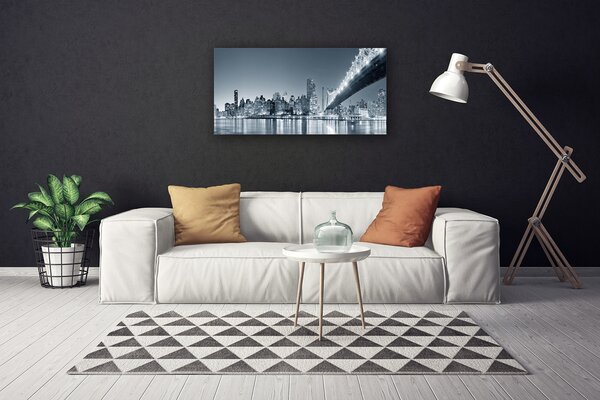 Tablou pe panza canvas Bridge City Arhitectura Gray