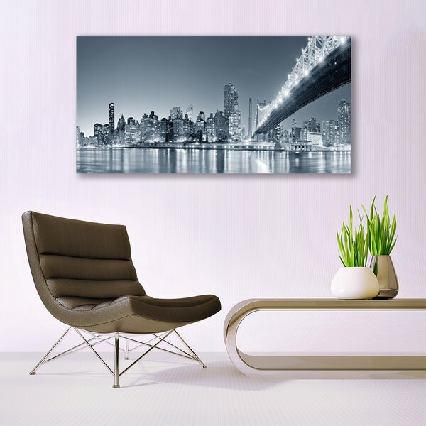Tablou pe panza canvas Bridge City Arhitectura Gray