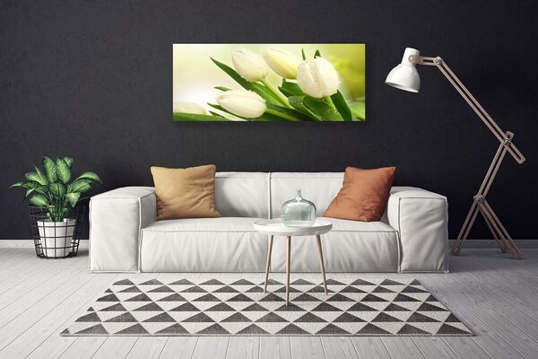 Tablou pe panza canvas Lalele Floral Alb Verde