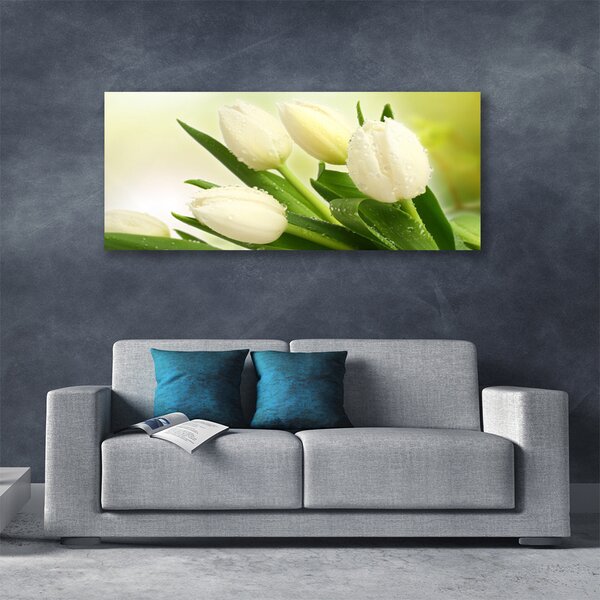 Tablou pe panza canvas Lalele Floral Alb Verde